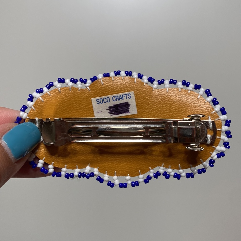 Vintage Star Beaded Seed Barrette Handmade Hair Clip - Picture 3 of 6